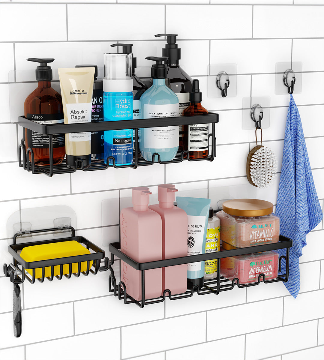2 Pack Corner Shower Caddy,strong Adhesive Shower Organizer Shelf